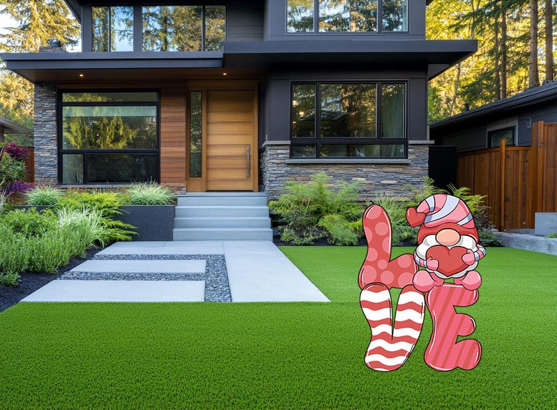 Love Sign, Gnome with Heart Valentines Decoration, Valentine's Outdoor Decor, Gnome Standee, Yard Stakes, Yard Art, Yard Lawn Decoration