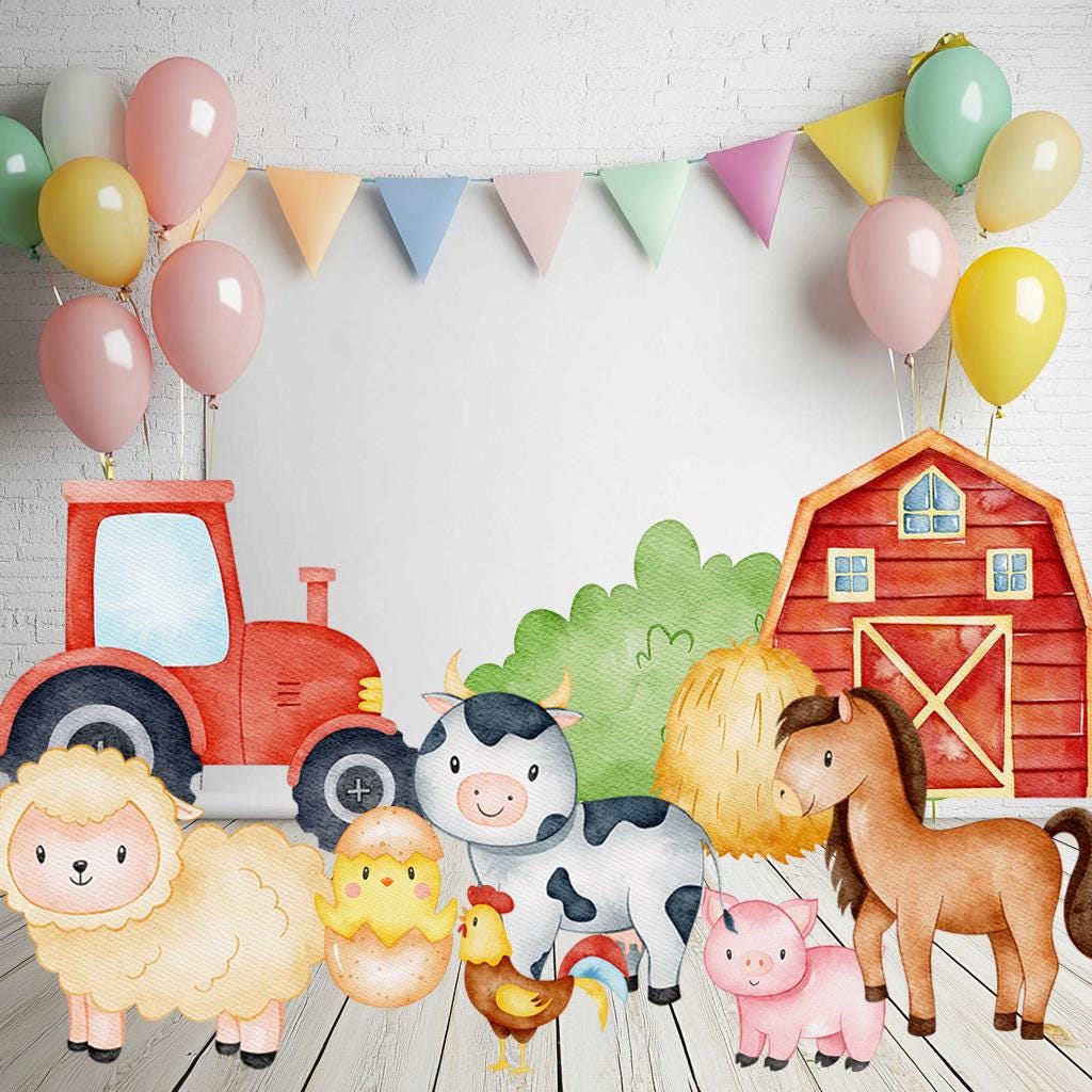 Farm Animals Cutouts Set, Ranch Animals Party, Barnyard Birthday Prop, Farm Animal Standee, Baby Shower,Farm Themed Party Decor,Centerpieces
