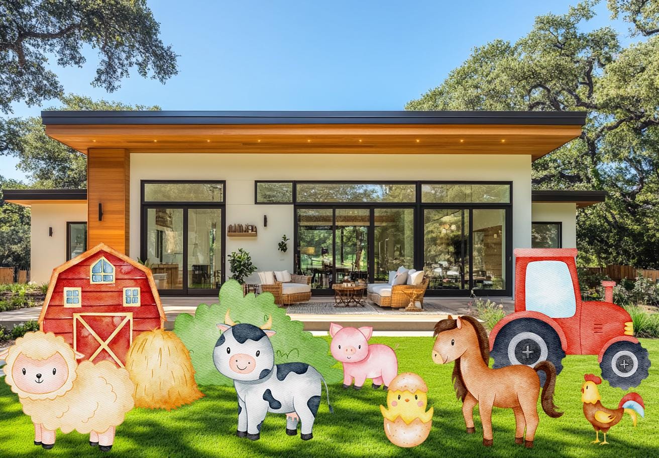 Farm Animals Cutouts Set, Ranch Animals Party, Barnyard Birthday Prop, Farm Animal Standee, Baby Shower,Farm Themed Party Decor,Centerpieces