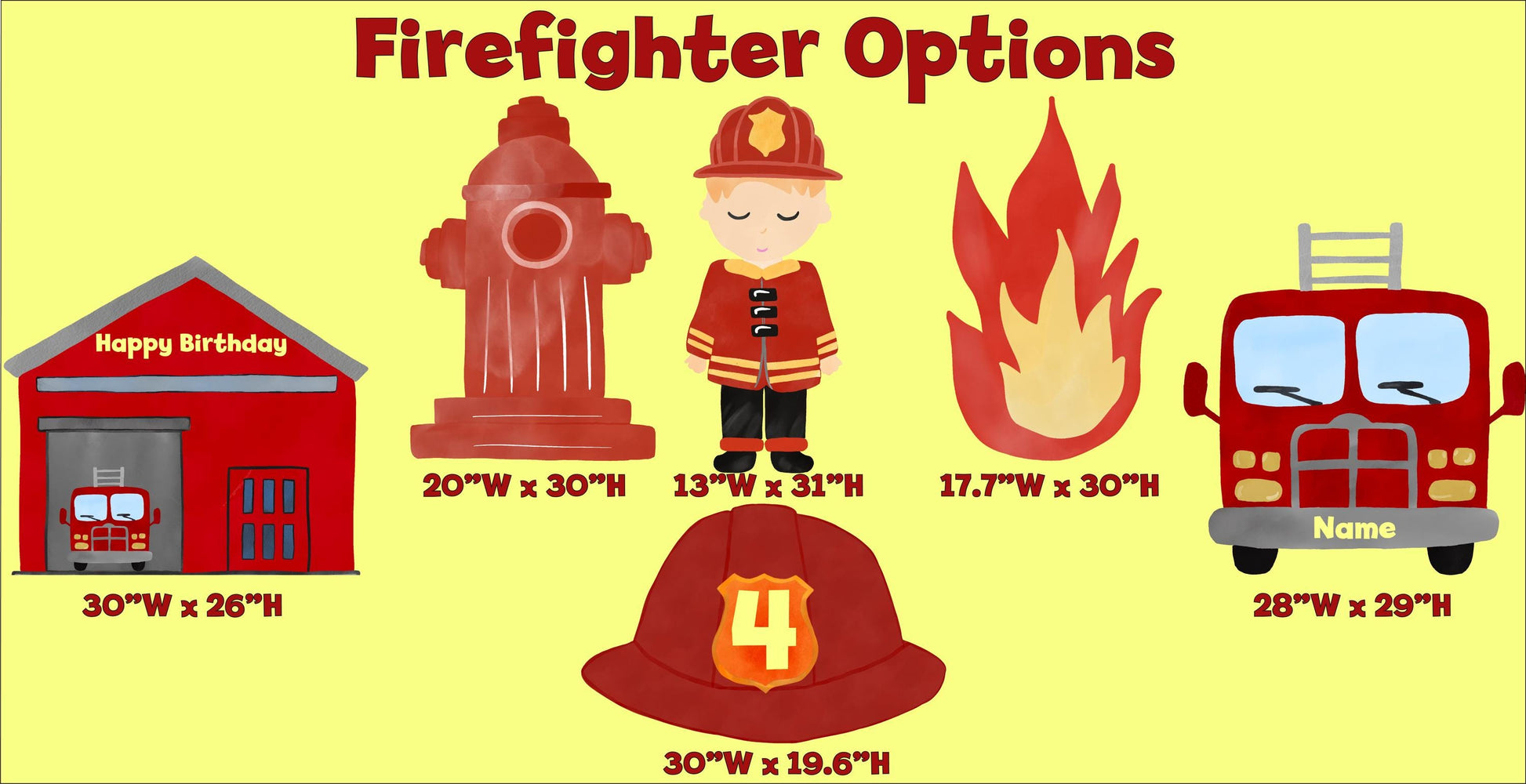 Personalized Firefighter Backdrop Prop, Yard Sign, Firefighter Theme Party, Cutouts Standee Centerpieces, Kids Even Decor, Fire Truck Prop