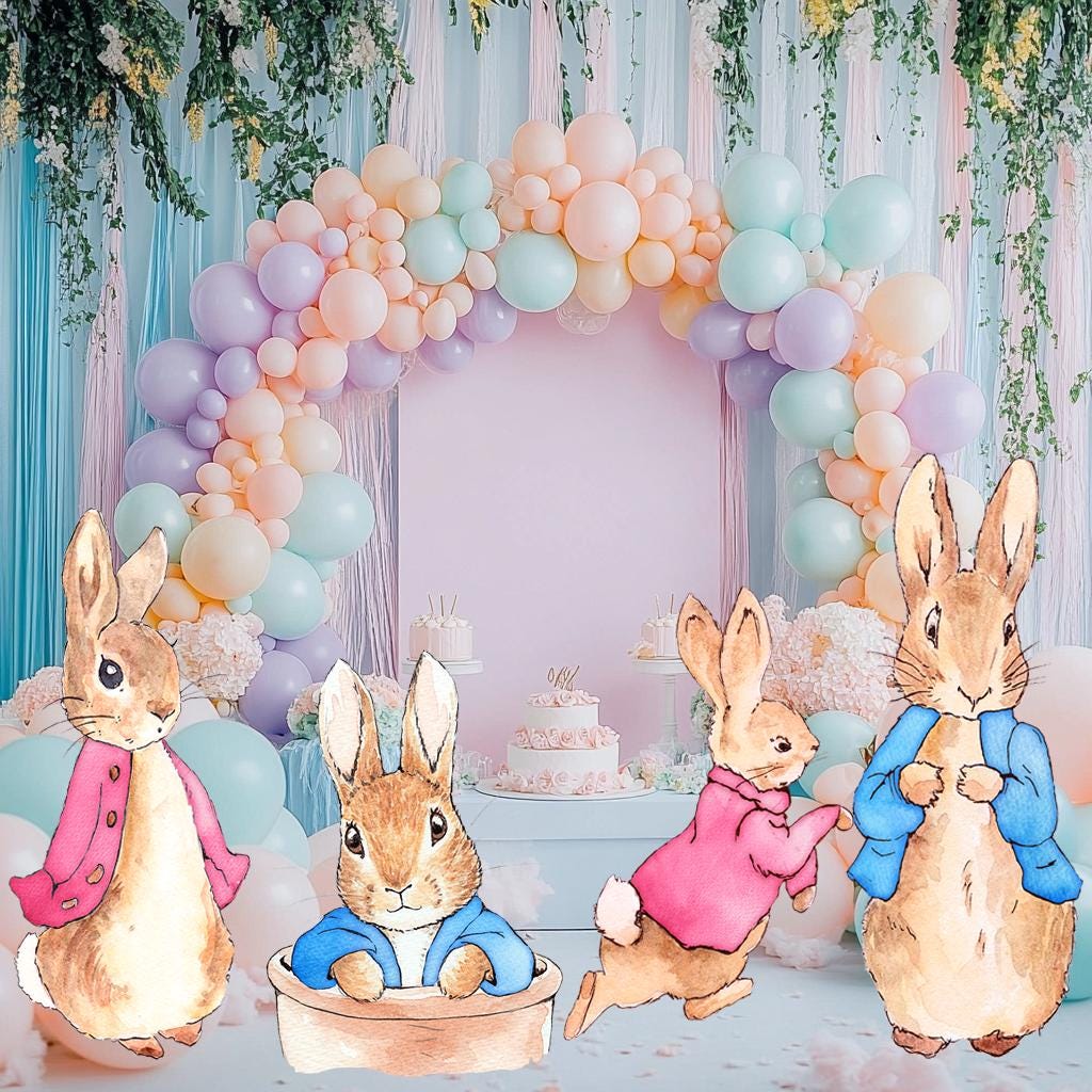 Peter Rabbit Cutout Decoration, Rabbit Baby Shower Decor, Backdrop Decor, Yard Sign Art, Garden Decor,Easter Bunny Art,Rabbit Garden Stakes