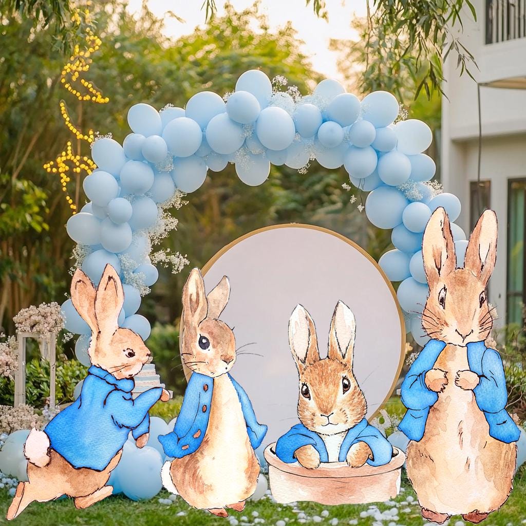 Peter Rabbit Cutout Decoration, Rabbit Baby Shower Decor, Backdrop Decor, Yard Sign Art, Garden Decor,Easter Bunny Art,Rabbit Garden Stakes