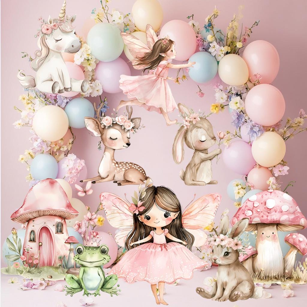 Fairy First Birthday Decor, Cutout, Fairy Garden Baby Shower, Enchanted Fairy Girl Birthday Decor, Fairy Theme Birthday Party,Fairy Backdrop