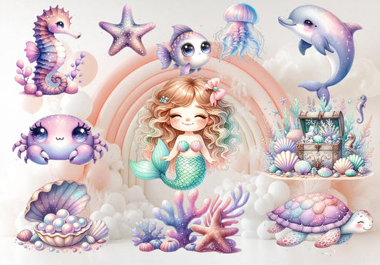 Mermaid Standee Party Prop, Mermaid Themed Party Decor, Mermaid Cutouts, Birthday Prop, Yard Sign, Under The Sea Party, Baby Shower Decor