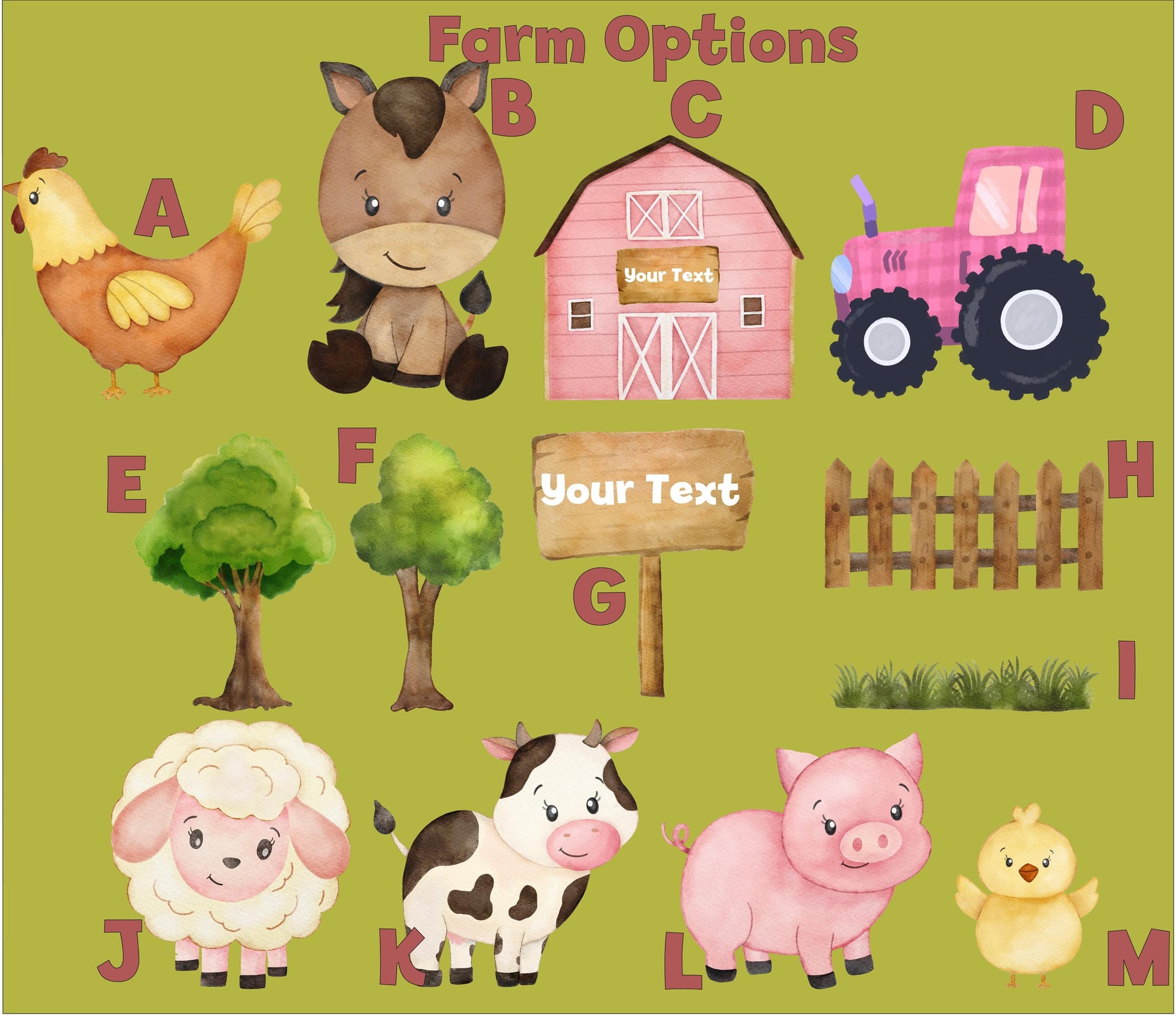 Farm Animals Cutout Set, Ranch Animals Party, Pink Barnyard Birthday Prop, Custom Farm Animal Standee, Baby Shower Decoration