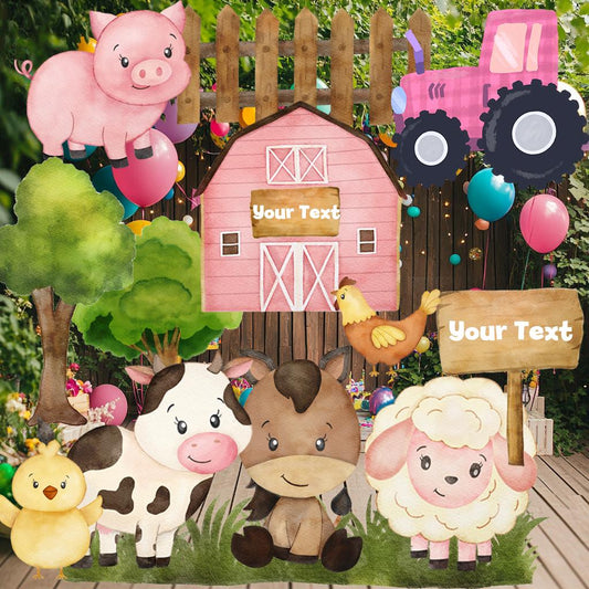Farm Animals Cutout Set, Ranch Animals Party, Pink Barnyard Birthday Prop, Custom Farm Animal Standee, Baby Shower Decoration