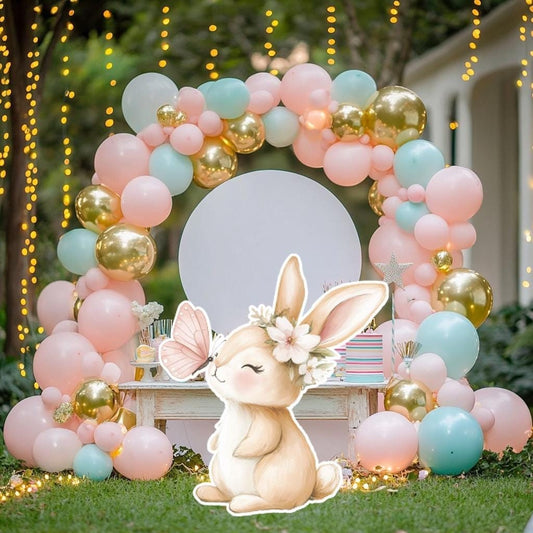 Cute Bunny with Flowers Cutout Decoration, Baby Shower Decor, Backdrop Decor, Yard Sign Art, Pink Bunny Party Props, Peter Rabbit