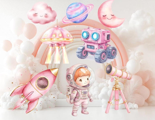 Pink Astronaut Cutout, Outer Space Decoration, Girl Astronaut, Galaxy Themed, Space Girl Themed Party Decor, Stand Up Prop,Big Decor Cut Out