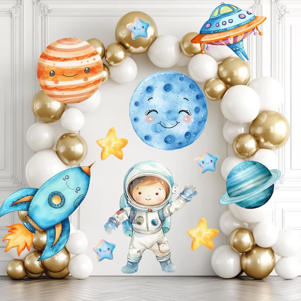 Astronaut Party, Outer Space Decor, Blast Off Cutouts Centerpieces,Baby Shower Boy,Space Themed Party Decor,Birthday Party Stand Up Prop