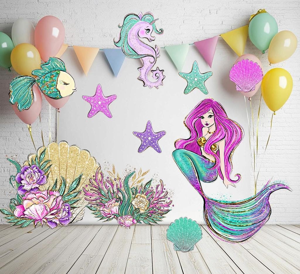 Mermaid Party Decoration, Mermaid Standee Party Prop, Foam Board Cutout, Birthday Prop, Yard Sign, Under The Sea Party, Baby Shower Decor