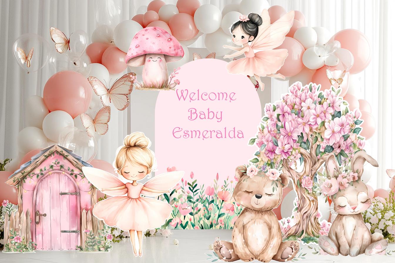 Fairy First Birthday Decor, Large Cutout Set, Fairy Baby Shower, Fairy BIG Decor, Arch Backdrop, Stand Up Props, Personalized Birthday Backdrop