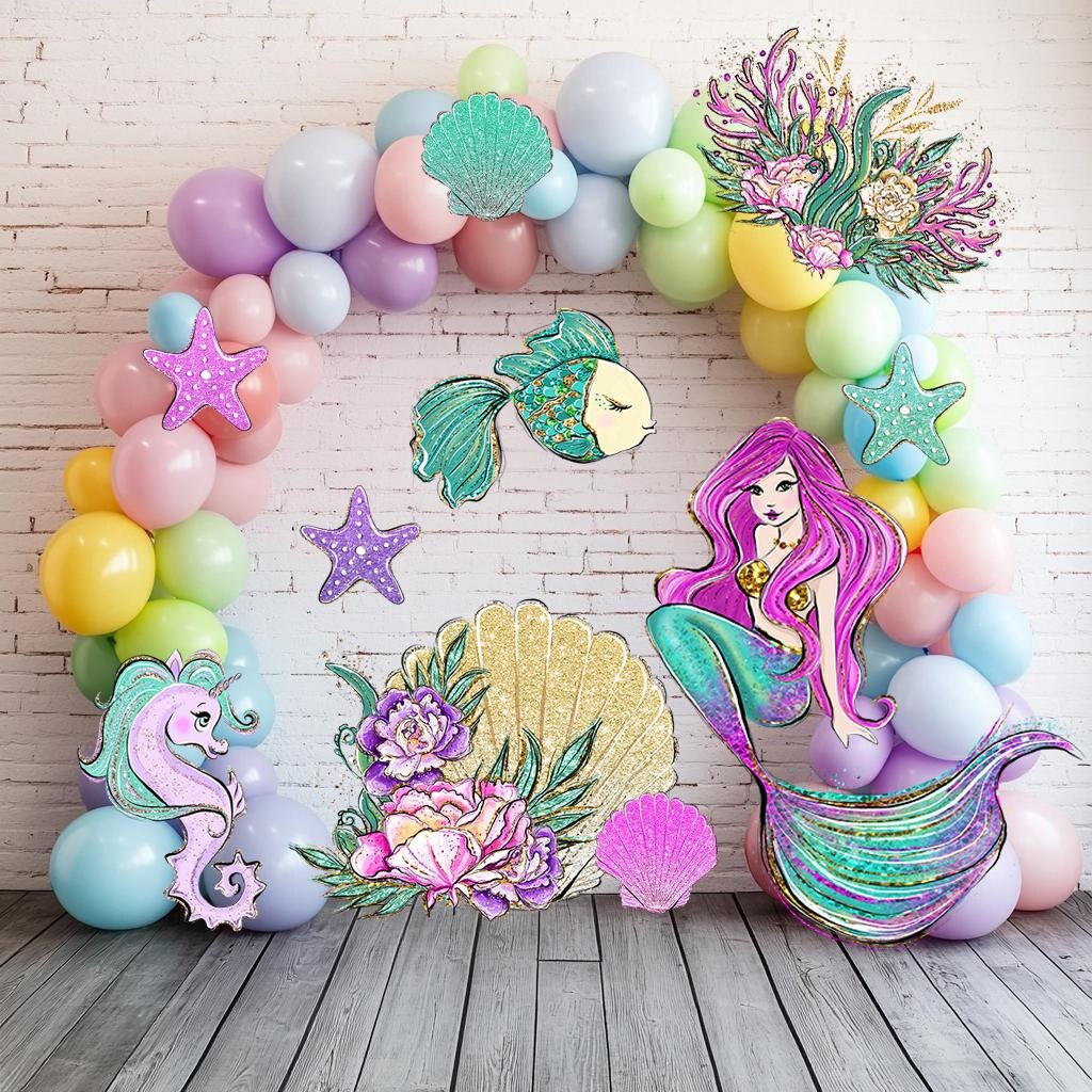 Mermaid Party Decoration, Mermaid Standee Party Prop, Foam Board Cutout, Birthday Prop, Yard Sign, Under The Sea Party, Baby Shower Decor
