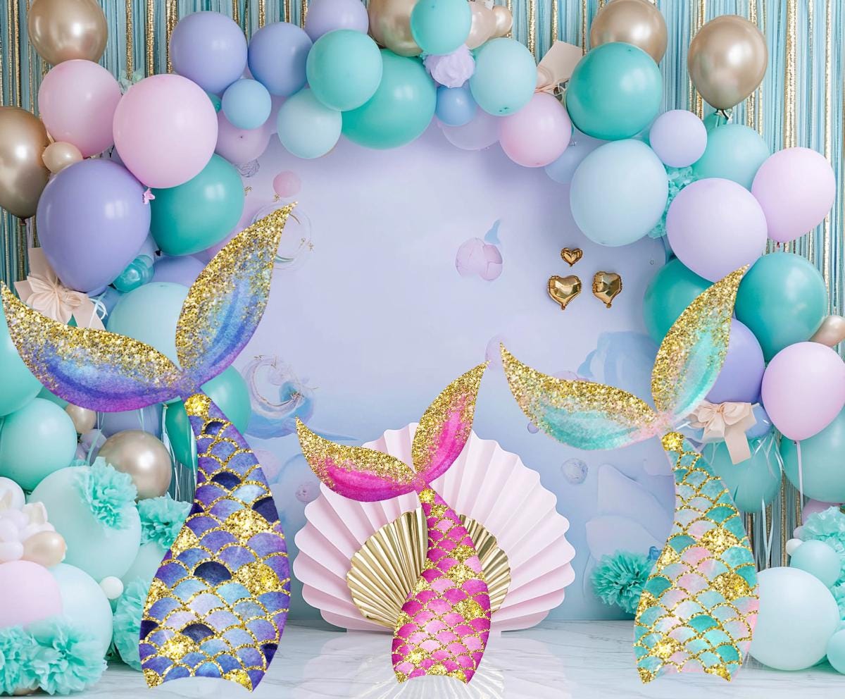 Mermaid Tails Standee Party Prop, Mermaid Party Decoration, Mermaid Cutout, Birthday Prop, Yard Sign, Under The Sea Party, Baby Shower Decor