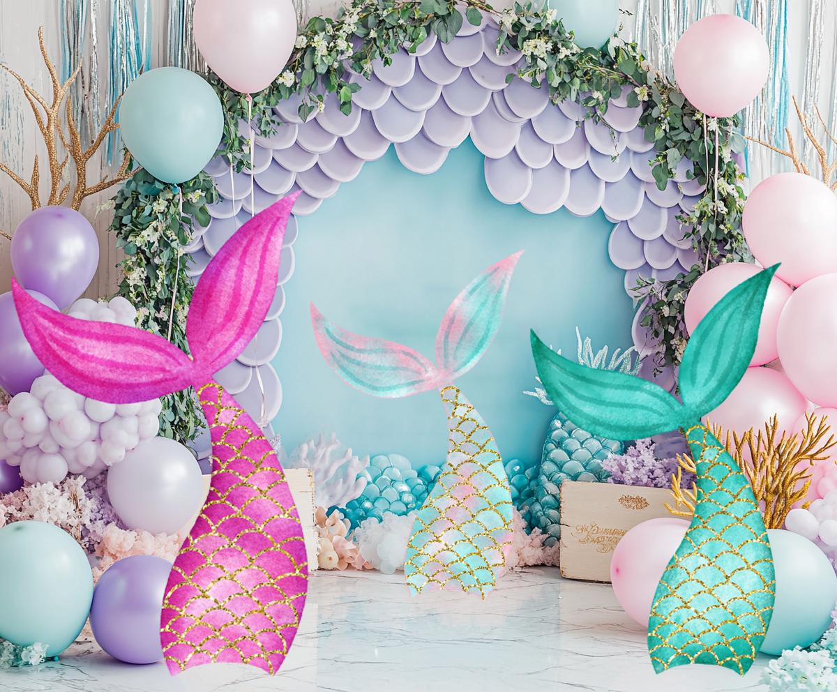 Mermaid Tails Standee Party Prop, Mermaid Party Decoration, Mermaid Cutout, Birthday Prop, Yard Sign, Under The Sea Party, Baby Shower Decor