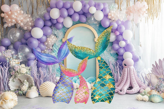 Mermaid Tails Standee Party Prop, Mermaid Party Decoration, Mermaid Cutout, Birthday Prop, Yard Sign, Under The Sea Party, Baby Shower Decor
