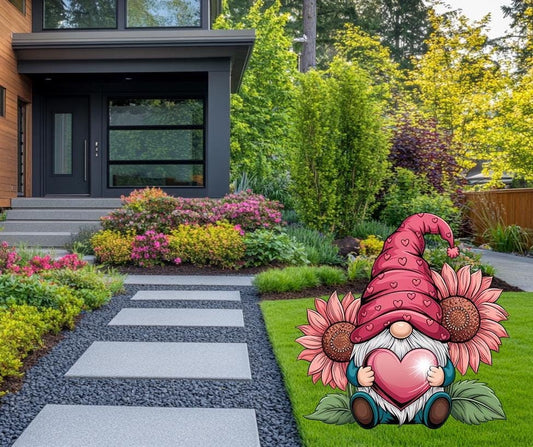 Valentine's Gnome, Valentines Decoration, Valentine's Outdoor Decor, Heart Standee, Yard Signs with Stakes, Yard Art, Yard Lawn Decoration