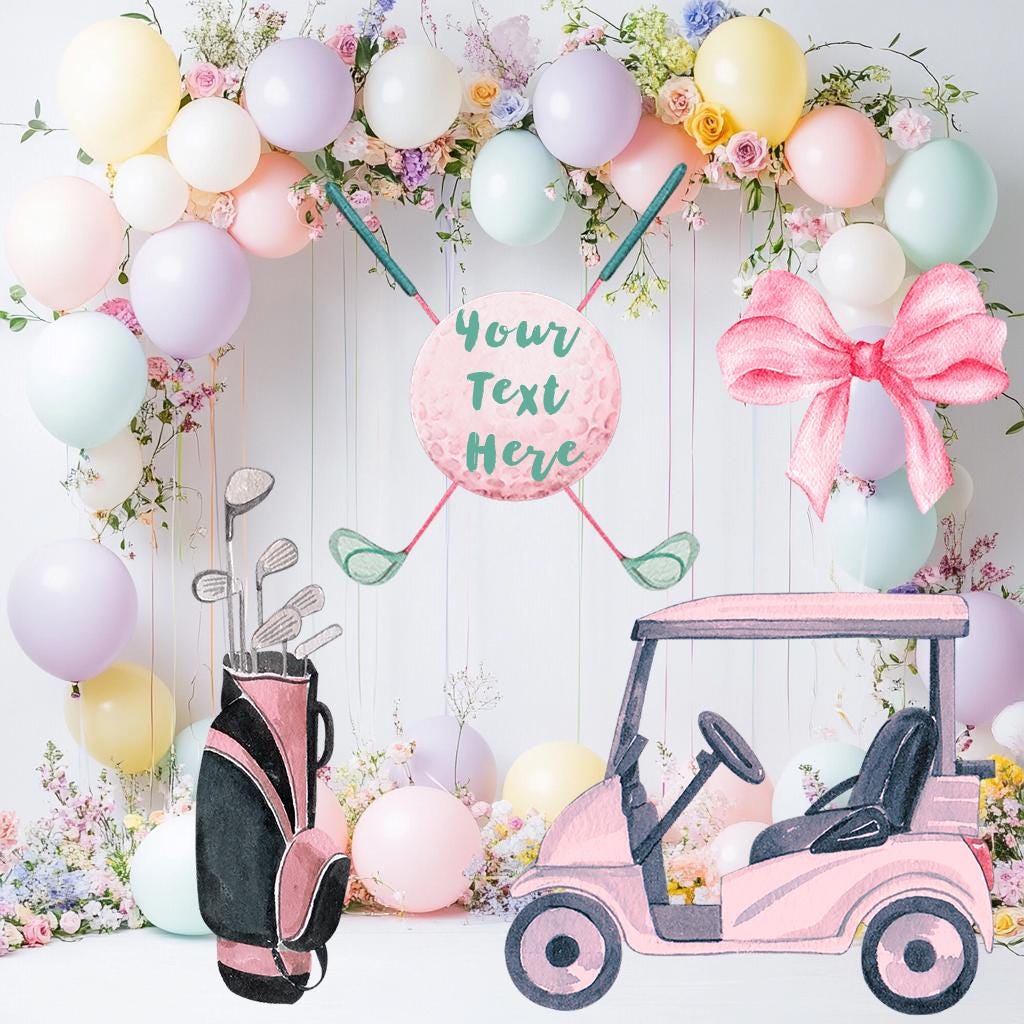 Pink Golf Cutout, Bow Birthday Decor, Golf Party, Custom Props, Golf Set, Golf Themed Parties, Lawn Sign, Golf Cart, Girls Golf Baby Shower