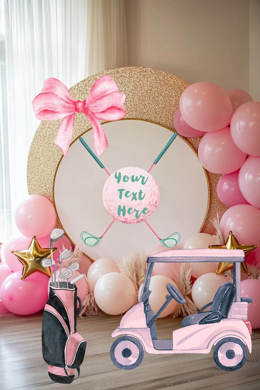 Pink Golf Cutout, Bow Birthday Decor, Golf Party, Custom Props, Golf Set, Golf Themed Parties, Lawn Sign, Golf Cart, Girls Golf Baby Shower
