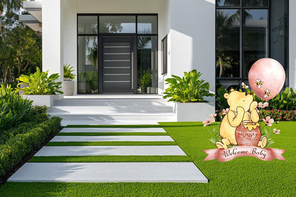 Welcome Home Baby Boy or Girl Classic Winnie the Pooh Cutout Yard Sign, Standee, Newborn Arrival Yard Signs, Baby Shower Announcement Sign