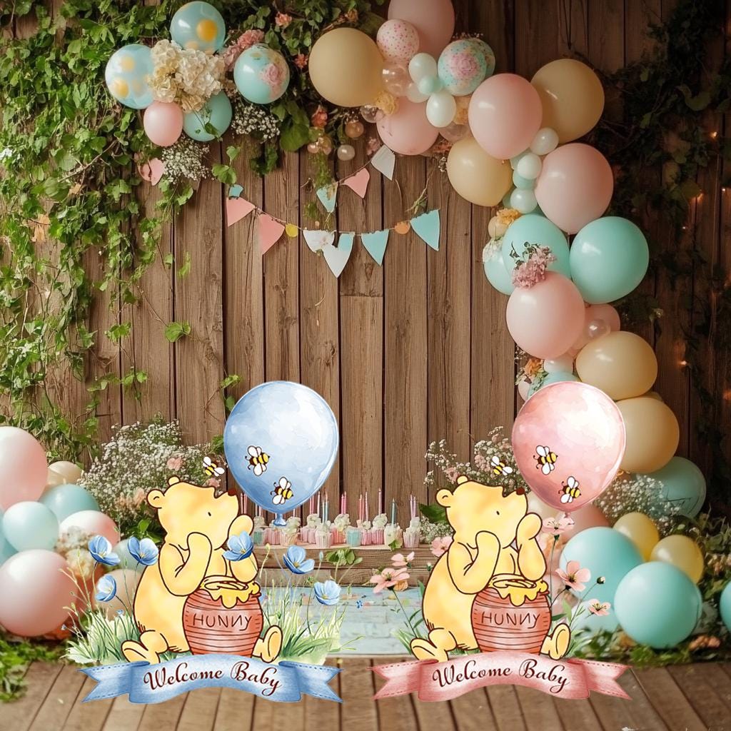 Welcome Home Baby Boy or Girl Classic Winnie the Pooh Cutout Yard Sign, Standee, Newborn Arrival Yard Signs, Baby Shower Announcement Sign