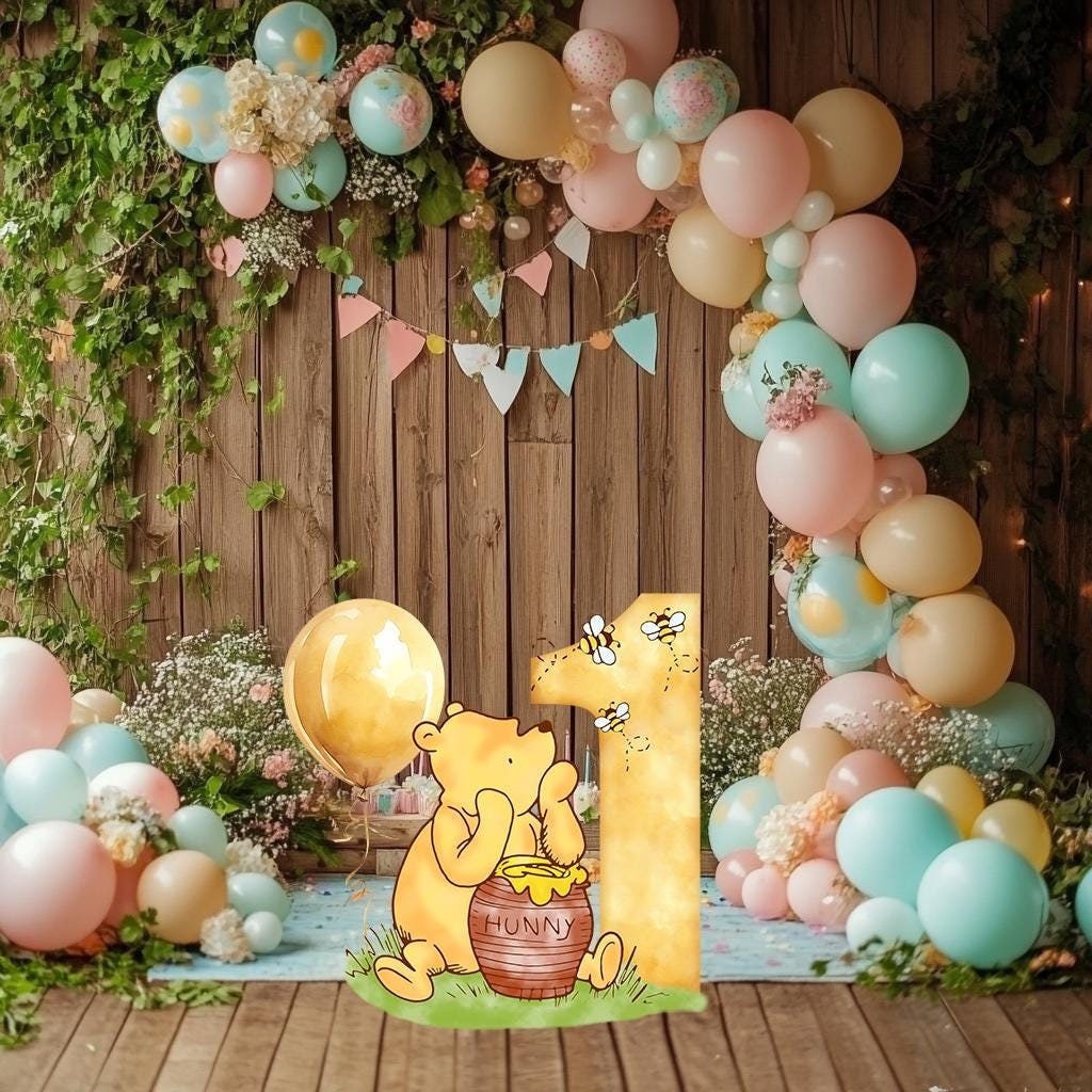 Classic Winnie the Pooh Birthday Cutout Prop, Party Decoration, Lawn Sign, Yard Sign, Honey Bear Baby Birthday, Classic bear, Stand Up Prop