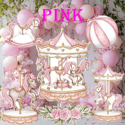 Carousel Cutout Prop, Carousel Party Decoration, Centerpieces Standee, Horse Merry-go-round Baby Shower, Carnival Horse Stand Up Prop
