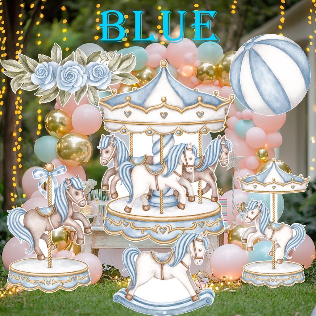 Carousel Cutout Prop, Carousel Party Decoration, Centerpieces Standee, Horse Merry-go-round Baby Shower, Carnival Horse Stand Up Prop