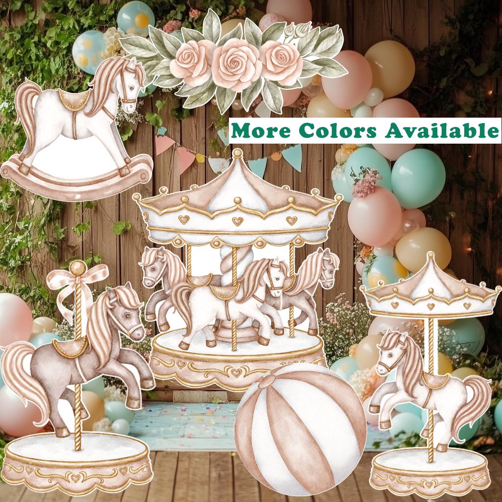 Carousel Cutout Prop, Carousel Party Decoration, Centerpieces Standee, Horse Merry-go-round Baby Shower, Carnival Horse Stand Up Prop