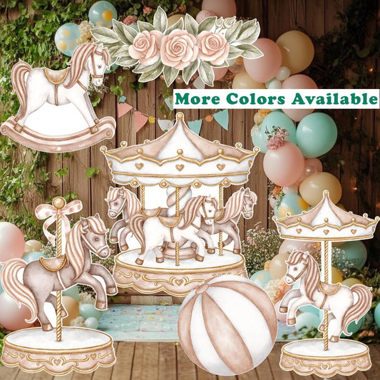 Carousel Cutout Prop, Carousel Party Decoration, Centerpieces Standee, Horse Merry-go-round Baby Shower, Carnival Horse Stand Up Prop