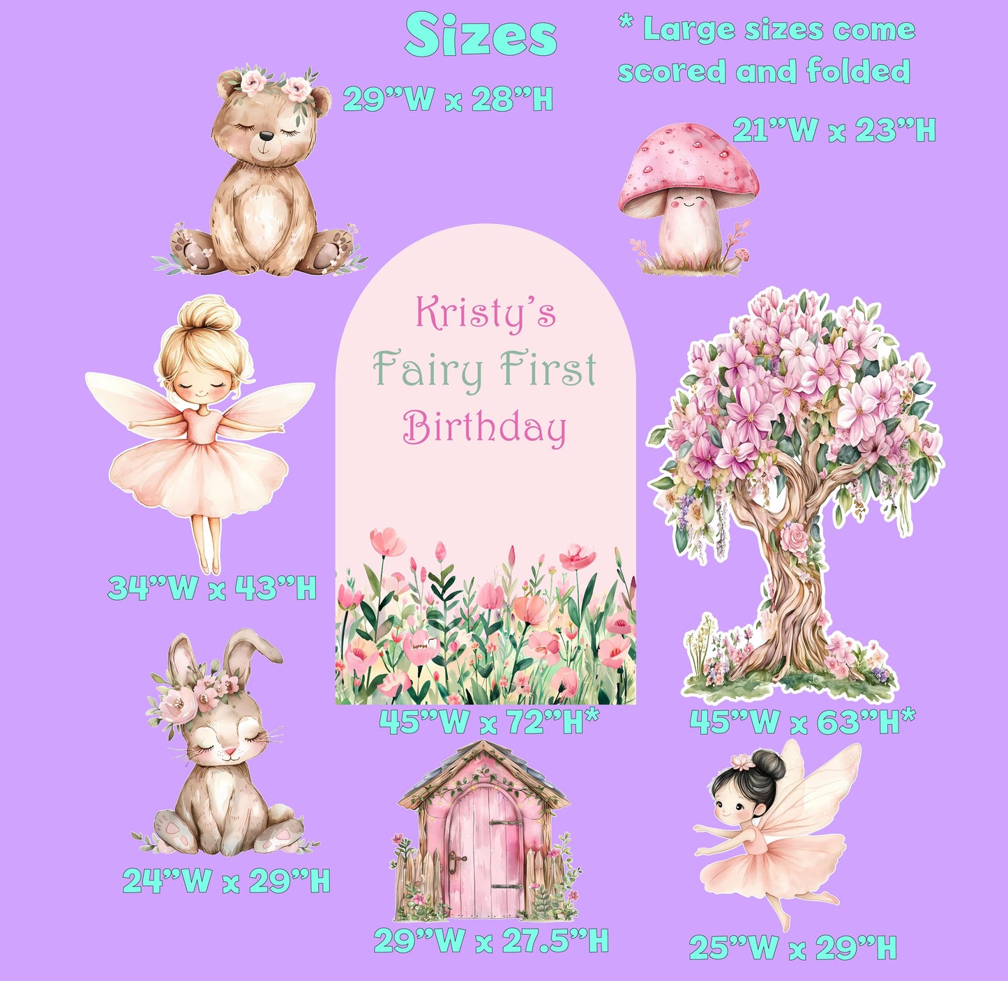 Fairy First Birthday Decor, Large Cutout Set, Fairy Baby Shower, Fairy BIG Decor,Arch Backdrop,Stand Up Props, Pink Birthday Backdrop