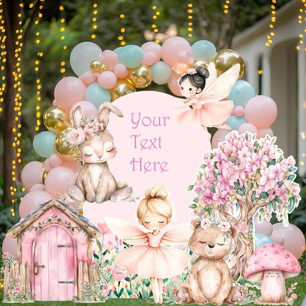 Fairy First Birthday Decor, Large Cutout Set, Fairy Baby Shower, Fairy BIG Decor,Arch Backdrop,Stand Up Props, Pink Birthday Backdrop