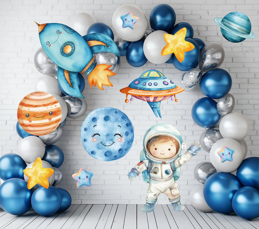 Astronaut Party, Outer Space Decor, Blast Off Cutouts Centerpieces,Baby Shower Boy,Space Themed Party Decor,Birthday Party Stand Up Prop