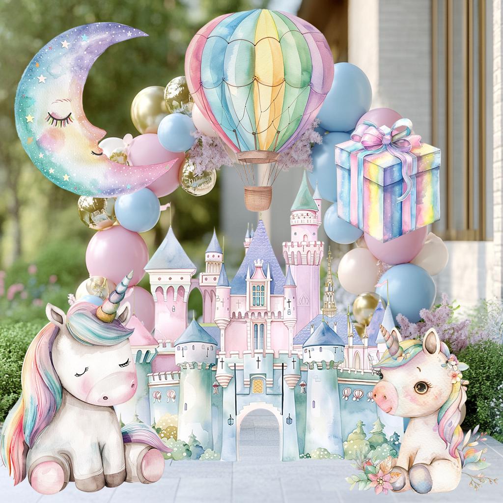 Unicorn Large Cutout, Birthday Party Decorations, Rainbow Unicorn Theme Party, Cutouts Standee Centerpieces,Unicorn Castle Baby Shower Props
