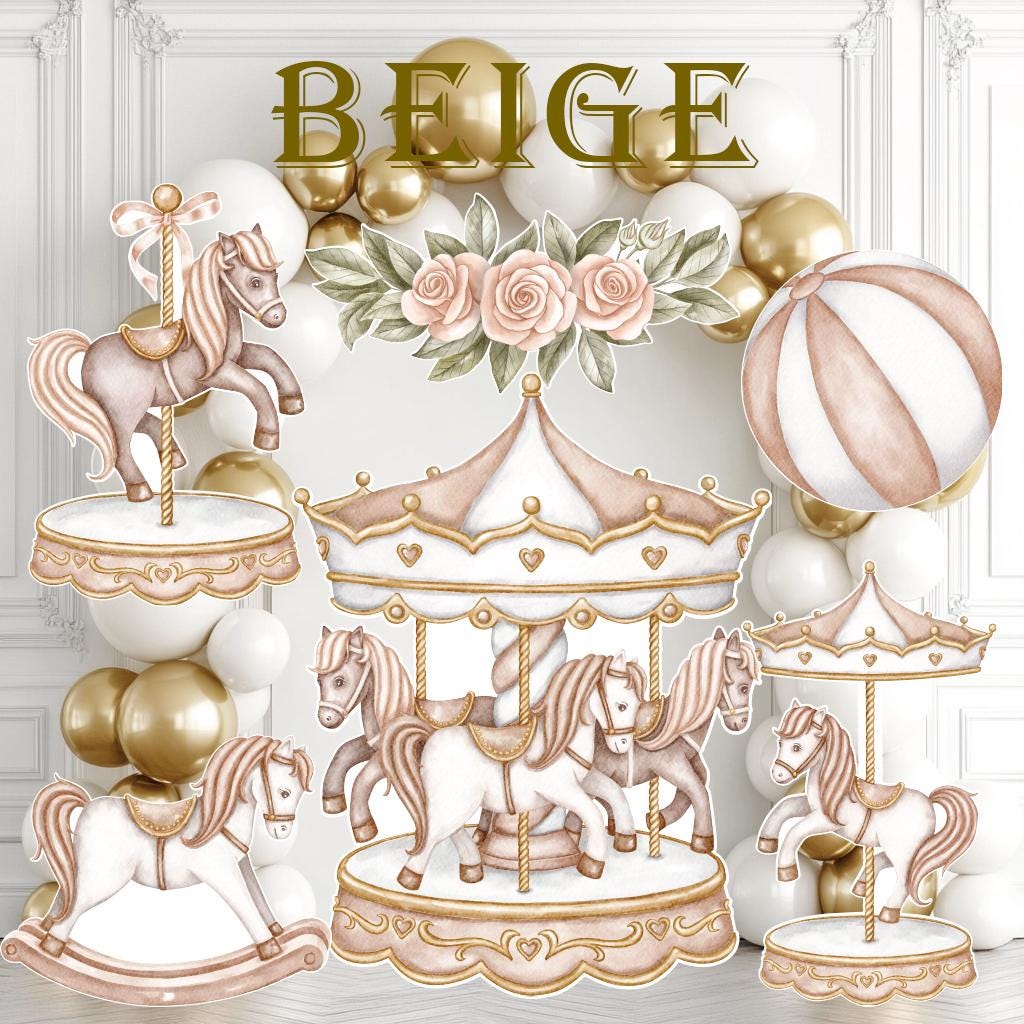 Carousel Cutout Prop, Carousel Party Decoration, Centerpieces Standee, Horse Merry-go-round Baby Shower, Carnival Horse Stand Up Prop