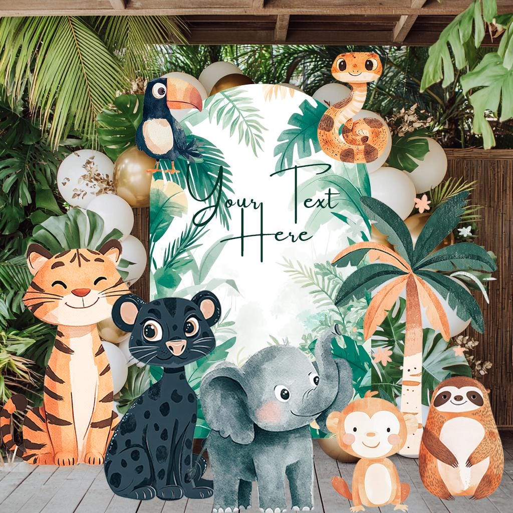 Jungle Animals Cutout, Birthday Decor, Animals Cutout Set, Tropical Arch Backdrop,Stand Up Props,Custom Backdrop,Safari Baby Shower,Wild One
