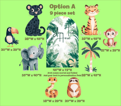 Jungle Animals Cutout, Birthday Decor, Animals Cutout Set, Tropical Arch Backdrop,Stand Up Props,Custom Backdrop,Safari Baby Shower,Wild One