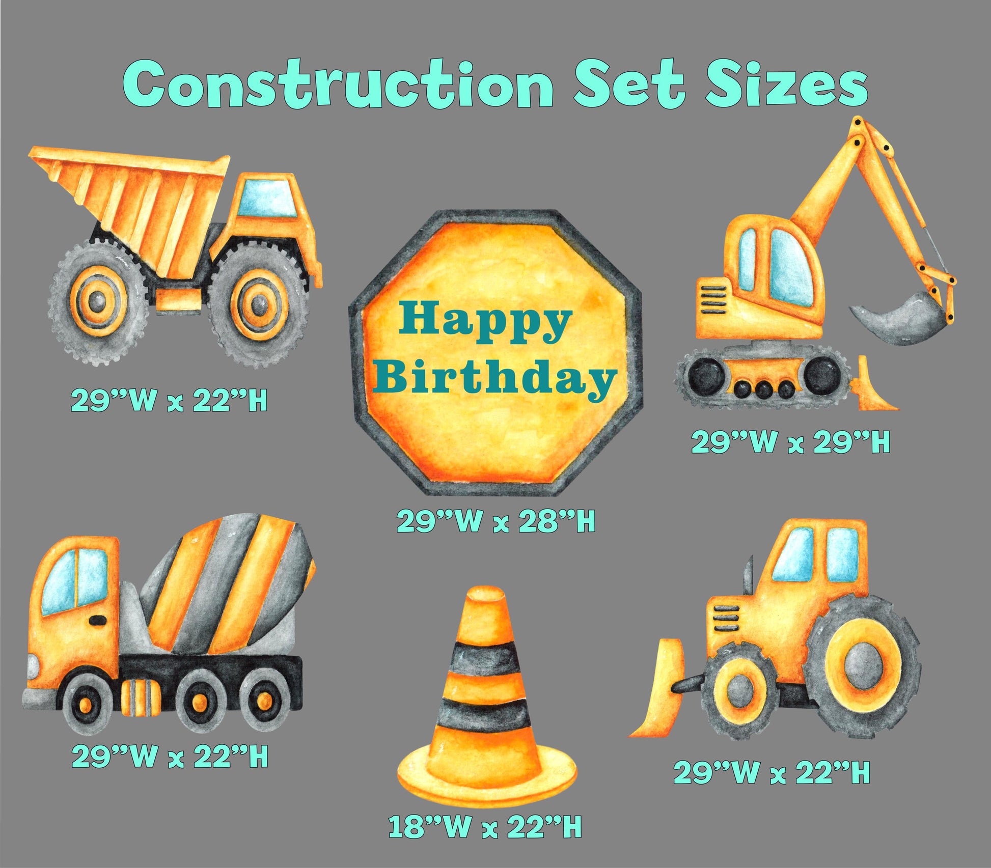 Construction Party Cutouts, Construction Birthday Decoration, Construction Cars Baby Showers, Vehicles Props, Construction Birthday Themed