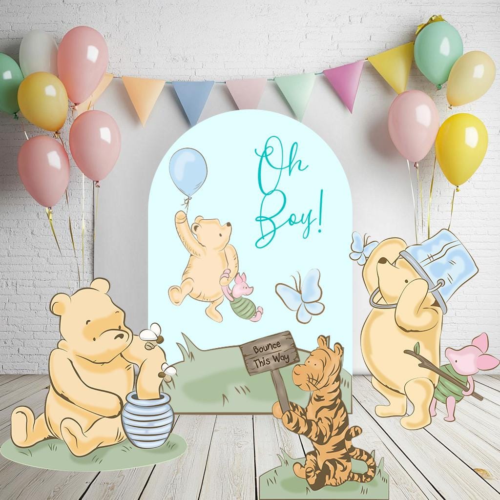 Classic Winnie the Pooh Cutout Decoration, Blue Baby Shower Decor, Backdrop Decor, Baby Boy, Honey Bear, Boy Birthday, Classic Bear Props