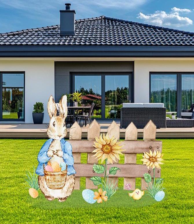 Easter Peter Rabbit Cutout, Easter Yard Art, Yard Sign Art, Garden Easter Bunnies,Garden Stakes, Easter Yard Ornaments, Easter Yard Decor