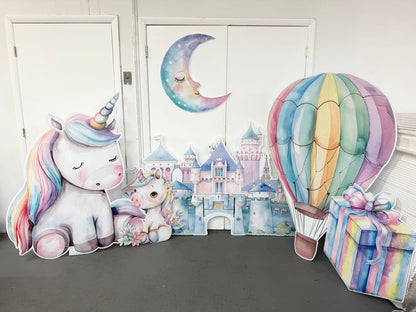 Unicorn Large Cutout, Birthday Party Decorations, Rainbow Unicorn Theme Party, Cutouts Standee Centerpieces,Unicorn Castle Baby Shower Props