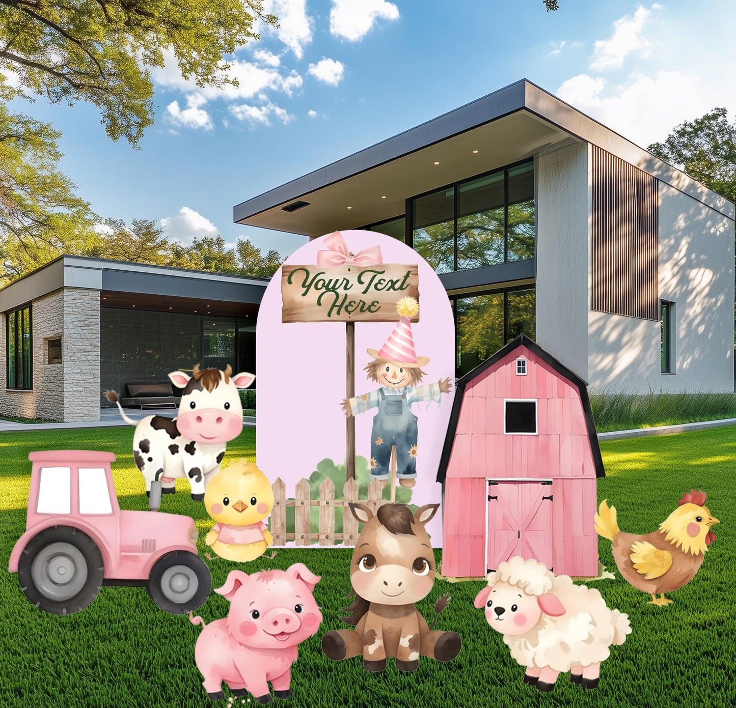 Farm Animals Cutout Set, Ranch Animals Party, Pink Barnyard Birthday Prop, Custom Farm Animal Standee,Baby Shower Decoration,Farmhouse Party