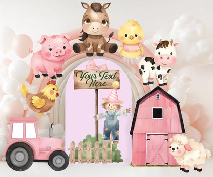 Farm Animals Cutout Set, Ranch Animals Party, Pink Barnyard Birthday Prop, Custom Farm Animal Standee,Baby Shower Decoration,Farmhouse Party