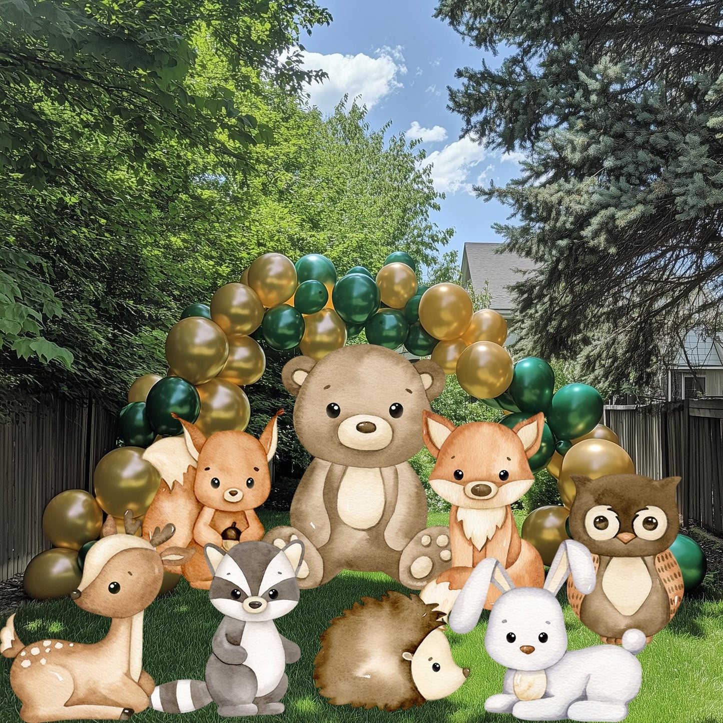 Watercolor Woodland Animals Cutout, Forest Animals Birthday Decoration, Watercolor Centerpieces, Woodland Baby Shower Decoration Backdrop