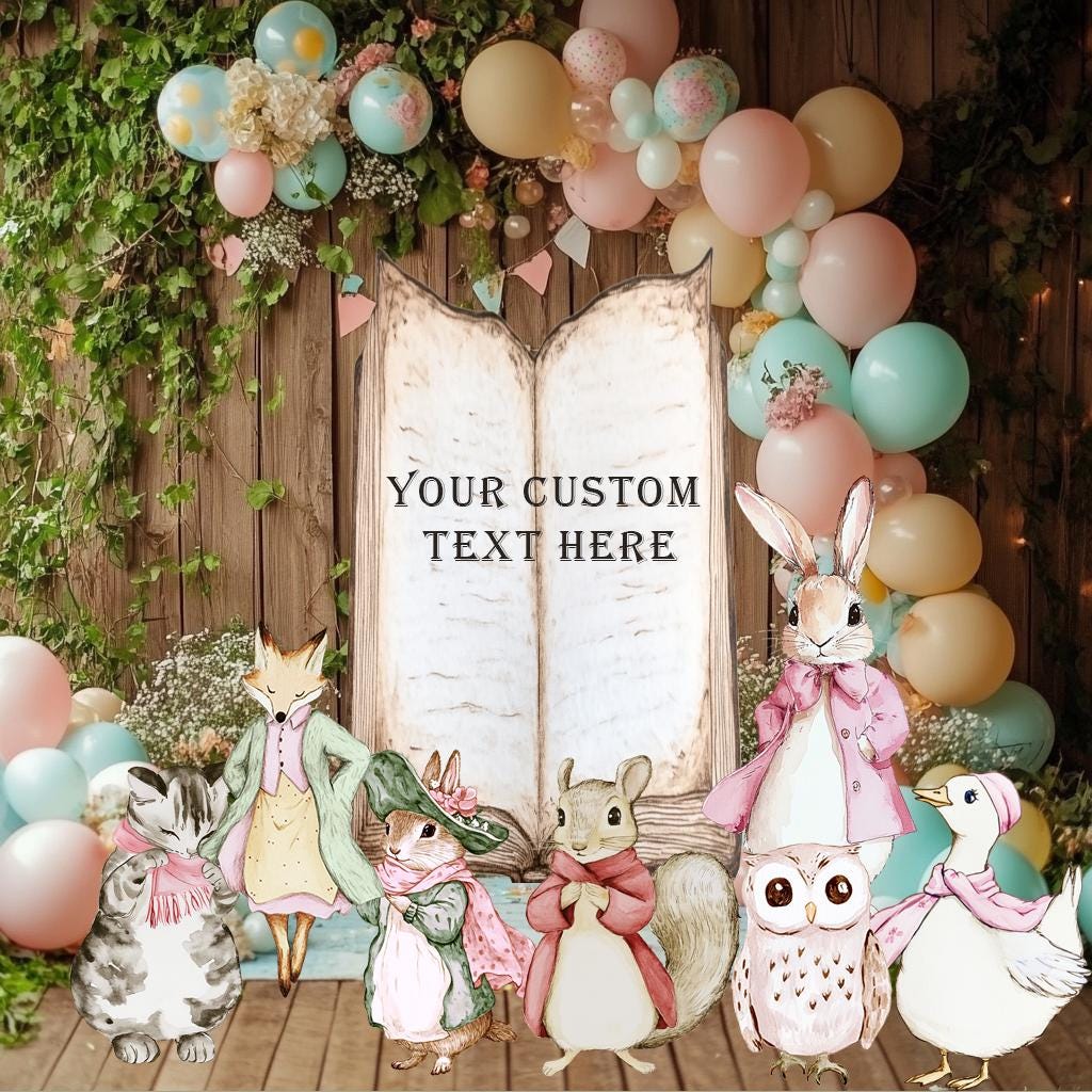 Pink Peter Rabbit and Friends, Cutout, Rabbit Baby Shower Decor, Yard Sign Art, Garden Decor, Easter Yard Decor ,Easter Bunnies