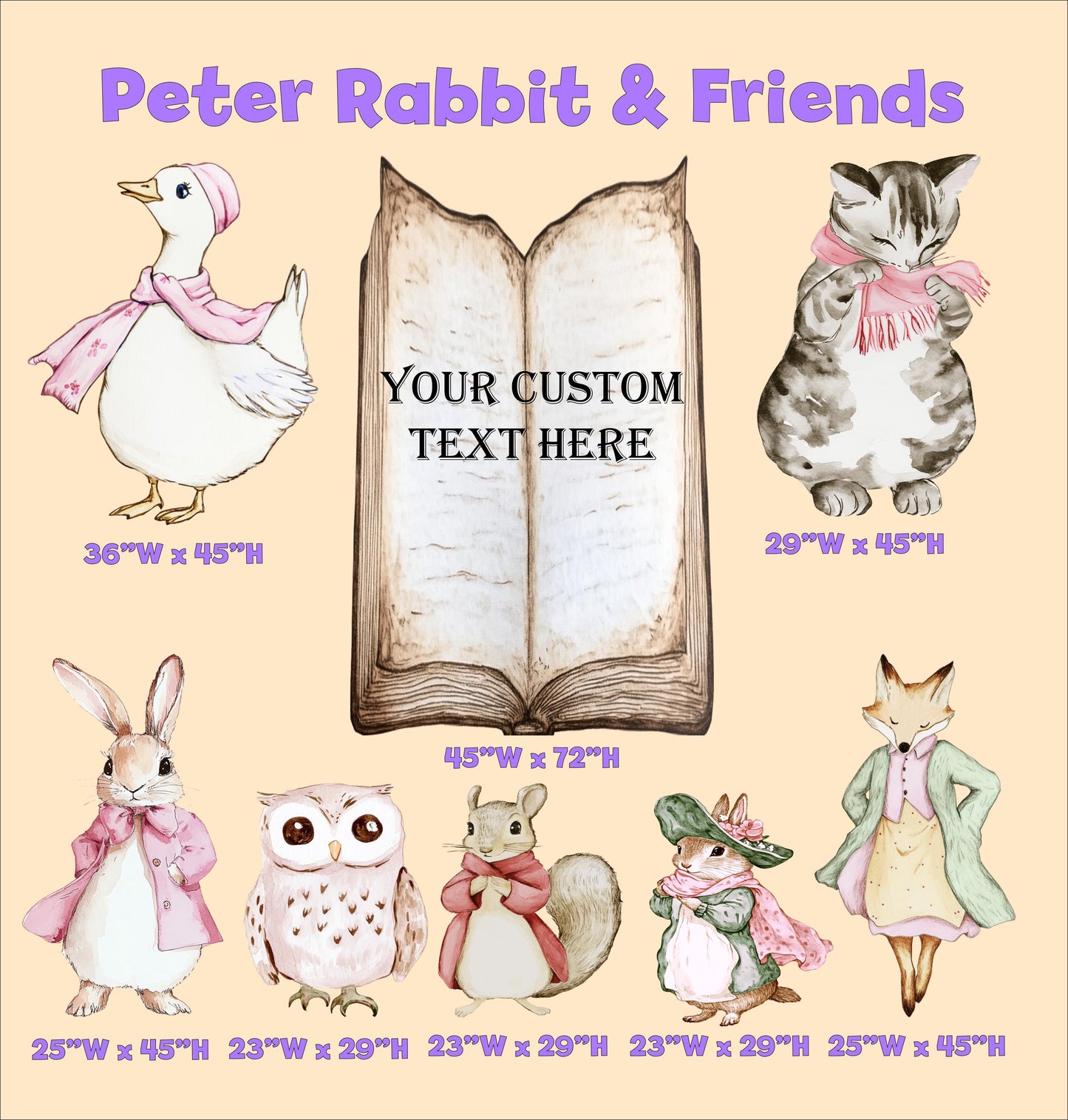 Pink Peter Rabbit and Friends, Cutout, Rabbit Baby Shower Decor, Yard Sign Art, Garden Decor, Easter Yard Decor ,Easter Bunnies