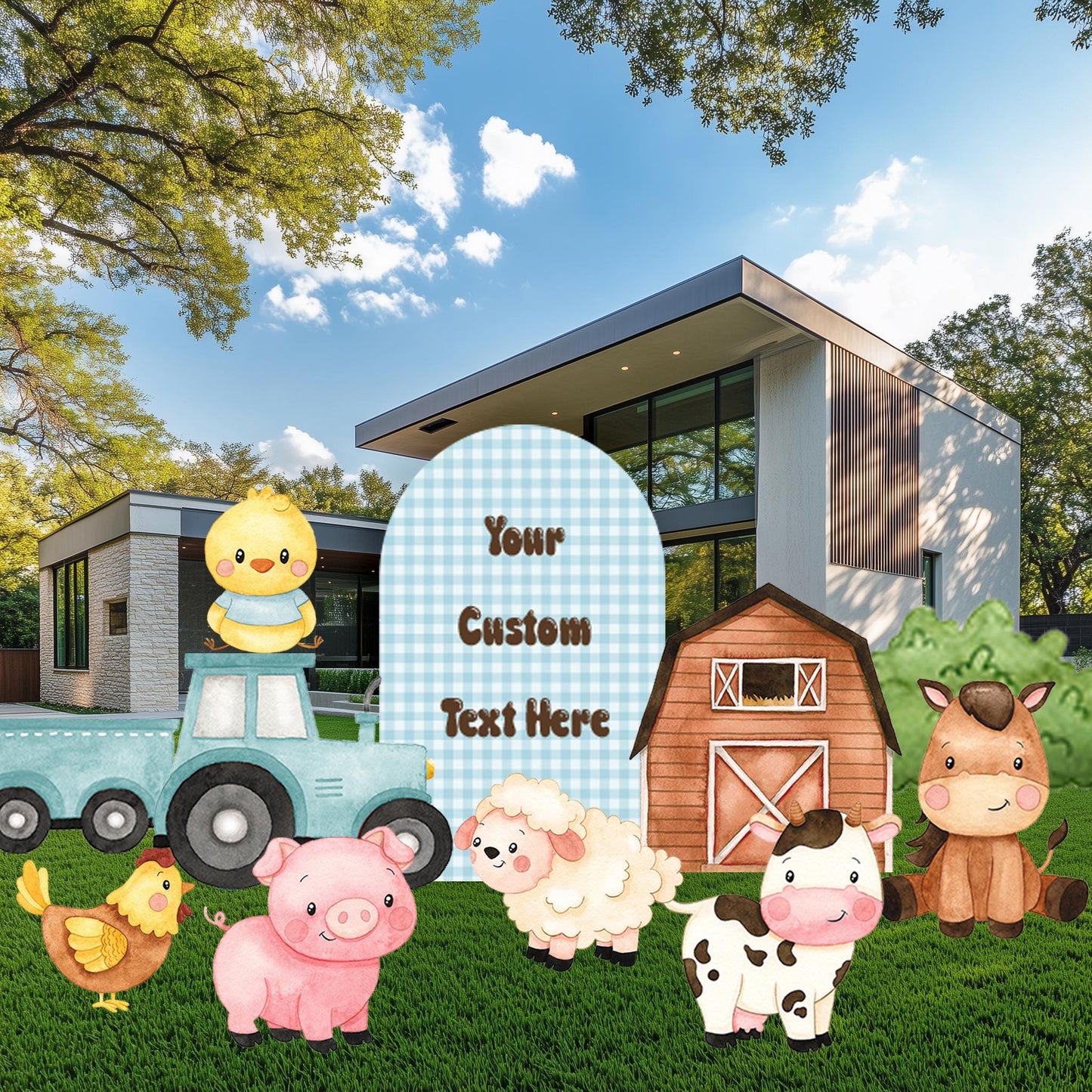Farm Animals Cutouts Set, Baby Boy, Barnyard Birthday Prop, Farm Animal Standee, Baby Shower,Farm Themed Party Decor,Centerpieces,Yard Signs