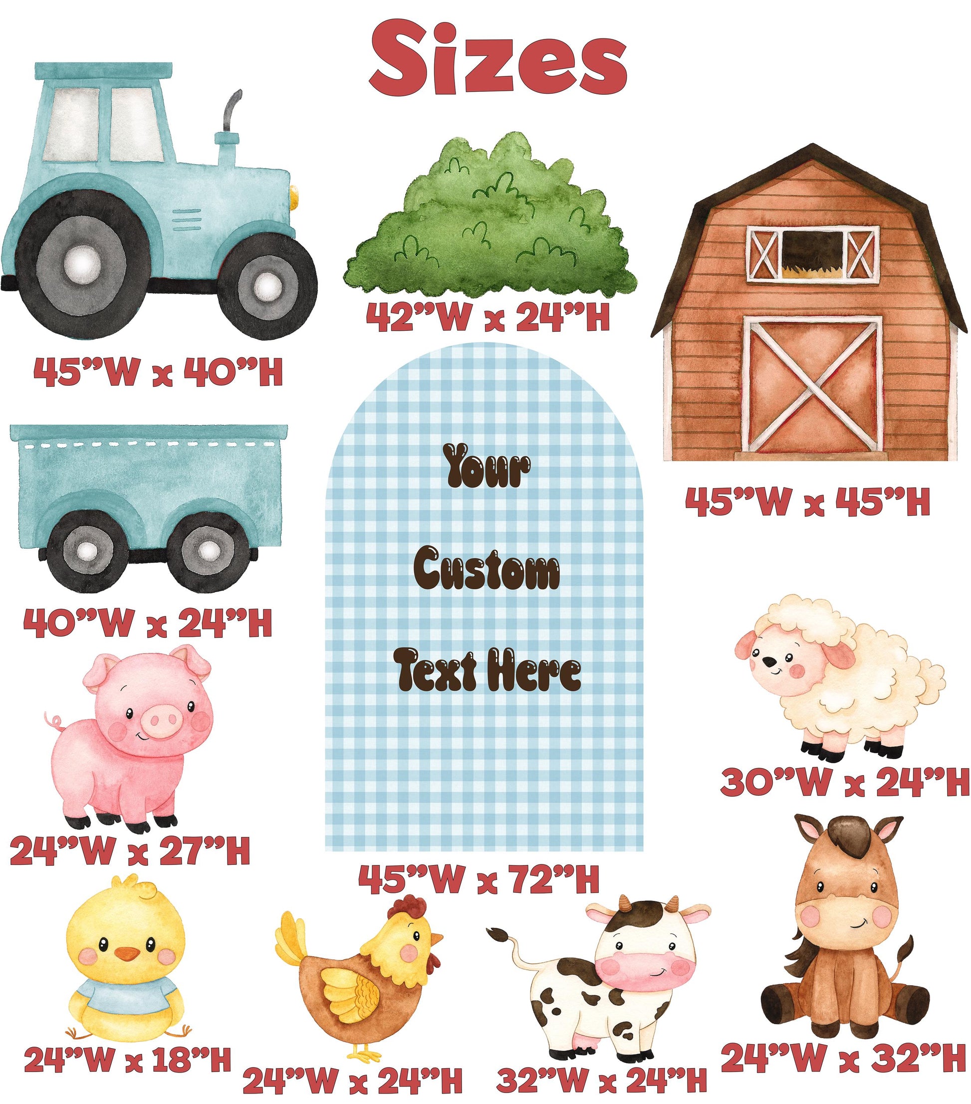 Farm Animals Cutouts Set, Baby Boy, Barnyard Birthday Prop, Farm Animal Standee, Baby Shower,Farm Themed Party Decor,Centerpieces,Yard Signs