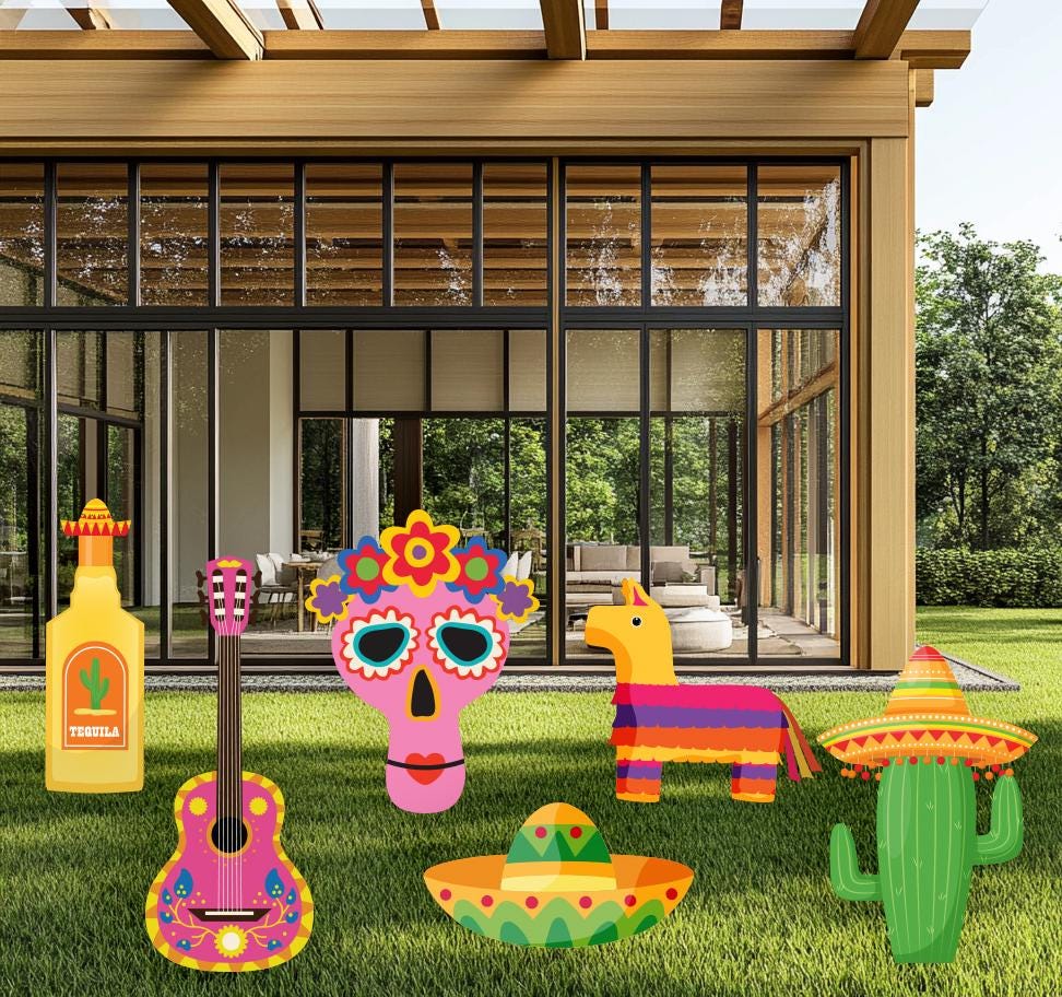 Cinco De Mayo Party Prop, Yard Sign, Cutouts, Cinco De Mayo Decor, Mexico Party, Fiesta Photo Props, Pinata, Cactus, Tequila,Skulls,Backdrop