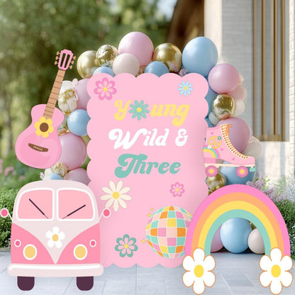 Groovy Birthday Cutouts, Two Groovy, Groovy One, Party Props, Four Ever Young, Five is a Vibe, Pink Backdrop,Groovy Baby Shower,Retro,Hippie