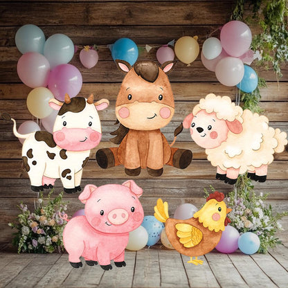 Watercolor Farm Animals Cutouts Set, Birthday Decor, Barnyard Birthday Prop, Farm Animal Standee, Baby Shower, Centerpieces, Backdrop, Signs